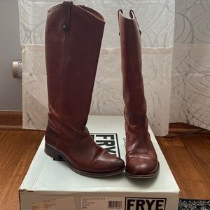Frye Melissa Button Tall Boot Size 8, Cognac